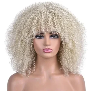Perruques afro bouclée blonde