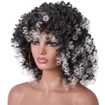 Perruques afro noire et mèches grises