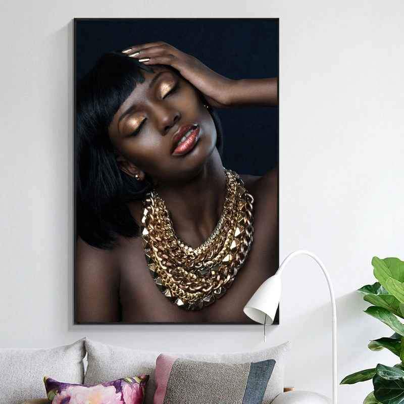 Décoration africaine traditionnelle - Femme noire sur toile – Image 4