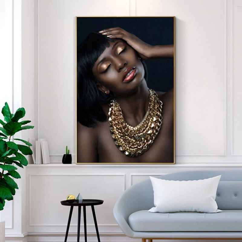 Décoration africaine traditionnelle - Femme noire sur toile – Image 3