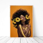 Tableau femme africaine tournesols