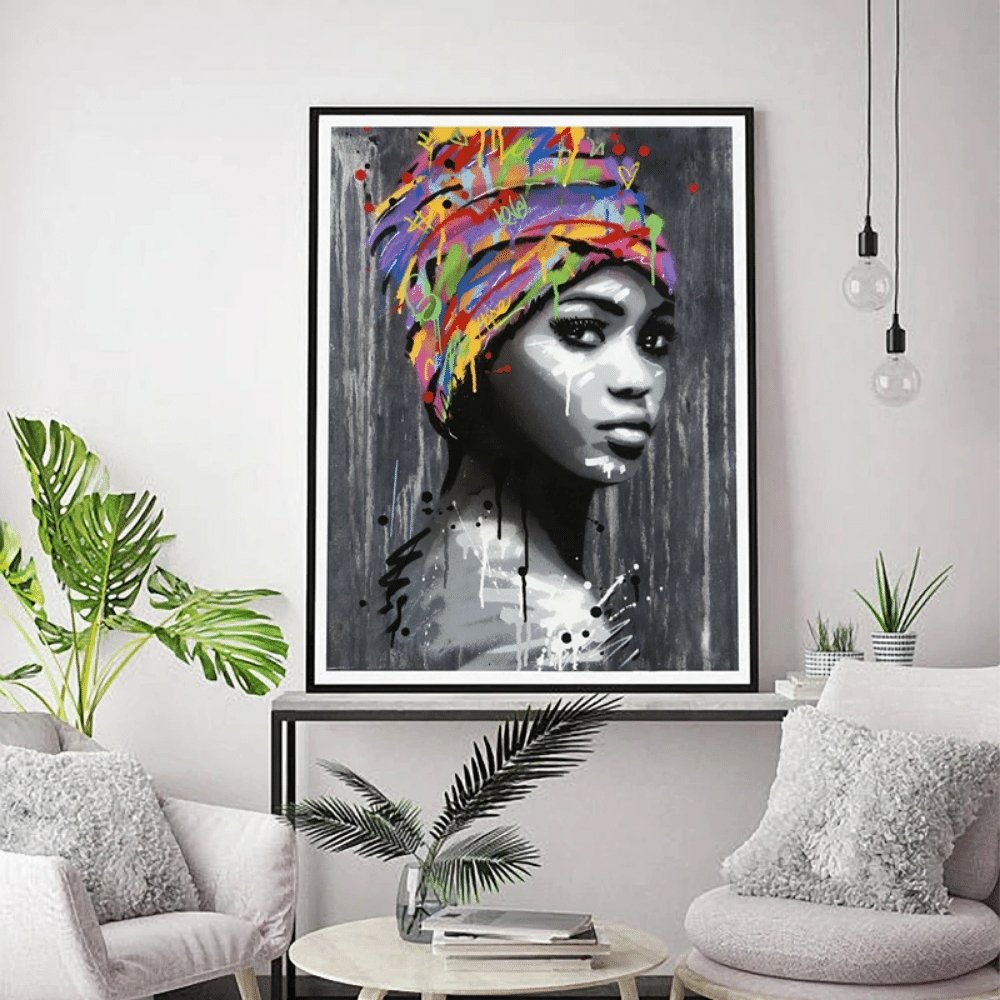 Tableau femme africaine noir et blanc