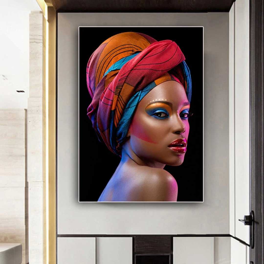Décoration africaine traditionnelle - Portrait féminin afro – Image 3