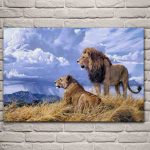 tableau Africain Lion
