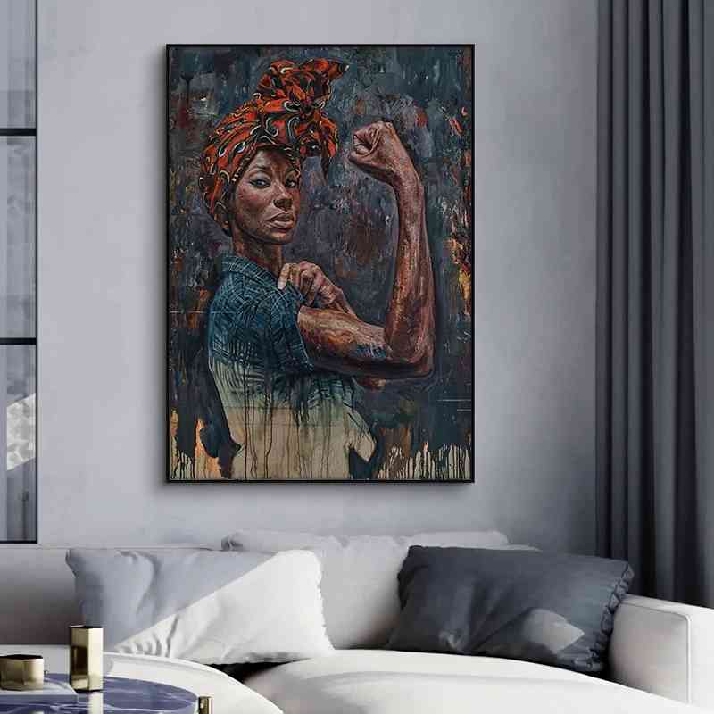 Décoration africaine traditionnelle - femme puissante en peinture – Image 3