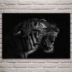 tableau tigre noir et blanc