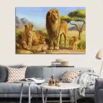 tableau lion et lionne