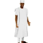 Boubous africains pour homme - motif blanc