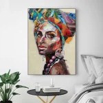 Tableaux africains traditionnels - silhouette féminine multicolore