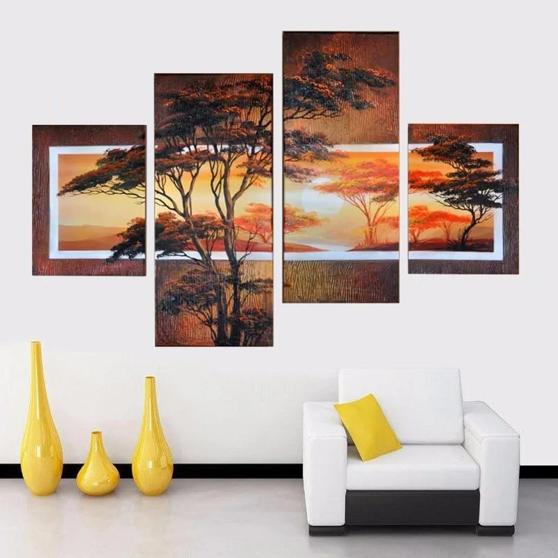 Tableaux africains traditionnels - Paysage africain