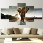 Tableaux africains traditionnels - Éléphant majestueux