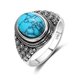 Bagues africaines - Bague en argent ornée de turquoise pour femme