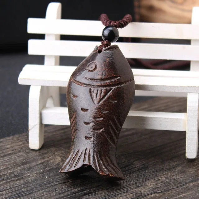 Colliers africains poisson en bois – Image 2
