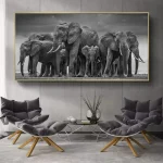 Tableaux africains traditionnels safari monochrome