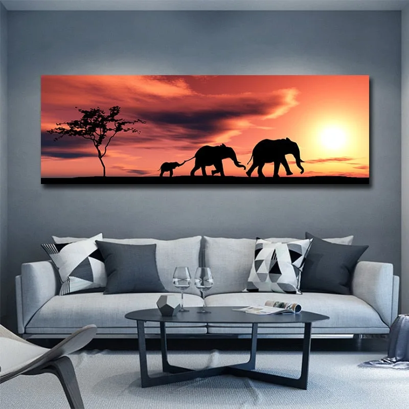 Tableaux africains traditionnels coucher de soleil – Image 2