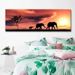 Tableaux africains traditionnels coucher de soleil