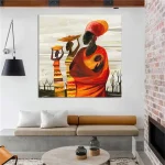 Tableaux africains traditionnels - Mère et enfant africains