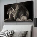 Tableaux africains traditionnels - Lion sauvage