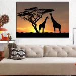 Tableaux africains traditionnels - girafe sauvage