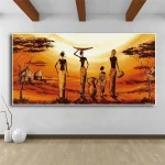 Tableaux africains traditionnels - scène décorative