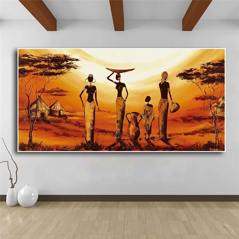 Tableaux africains traditionnels - scène décorative