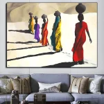 Tableaux africains traditionnels - paysage du désert moderne