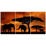 Tableaux africains traditionnels - coucher de soleil en savane