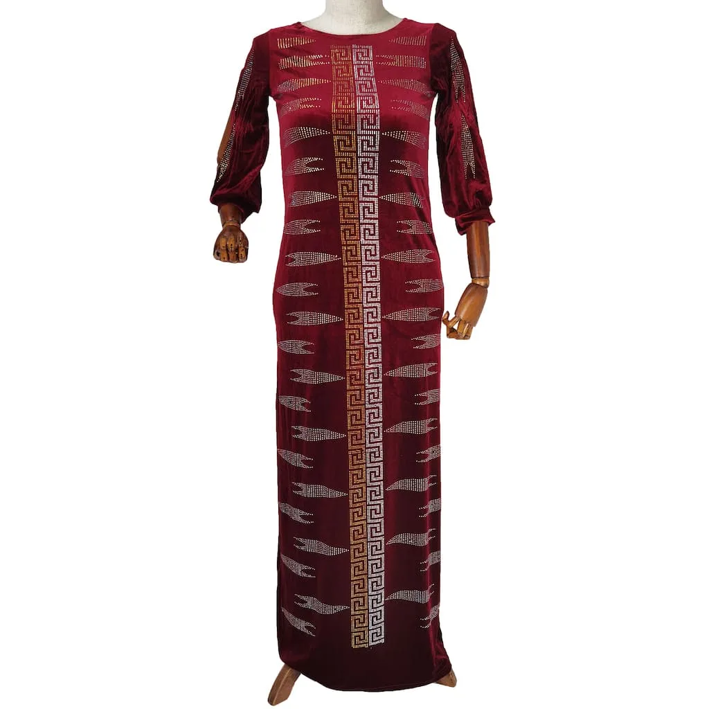 Robe africaine en bordeaux – Image 2