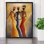 Tableaux africains traditionnels - Trio de dames africaines