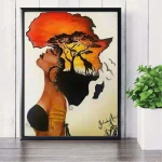 Tableaux africains traditionnels - silhouette abstraite de femme