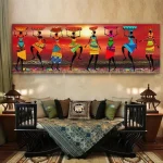 Tableaux africains traditionnels - Porteuse d'eau africaine