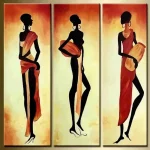 Tableaux africains traditionnels - scène féminine ethnique