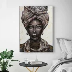 Tableaux africains traditionnels - silhouette féminine africaine en noir et blanc