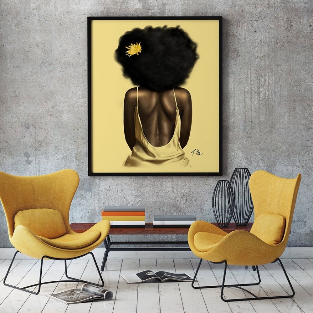 Tableau femme afro dos retourné