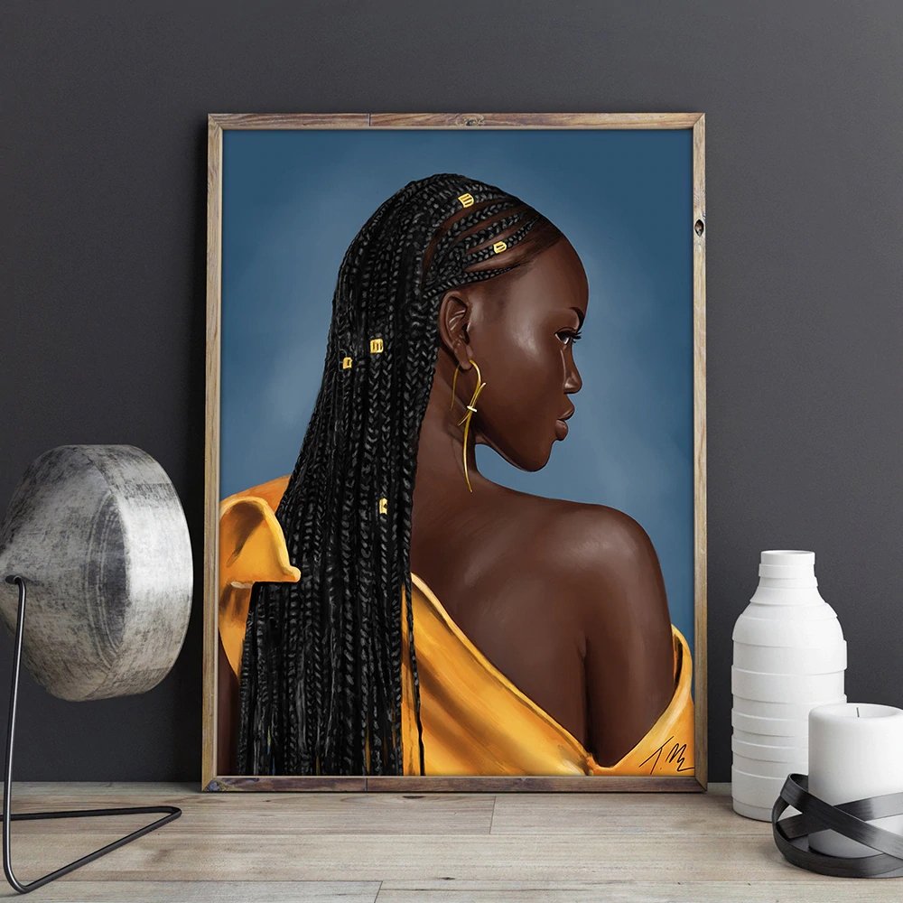 Tableau femme noir avec des breads