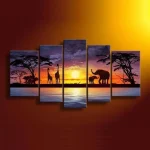 Tableaux africains Traditionnels avec éléphants