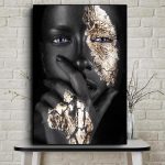 Tableaux africains traditionnels visages féminins